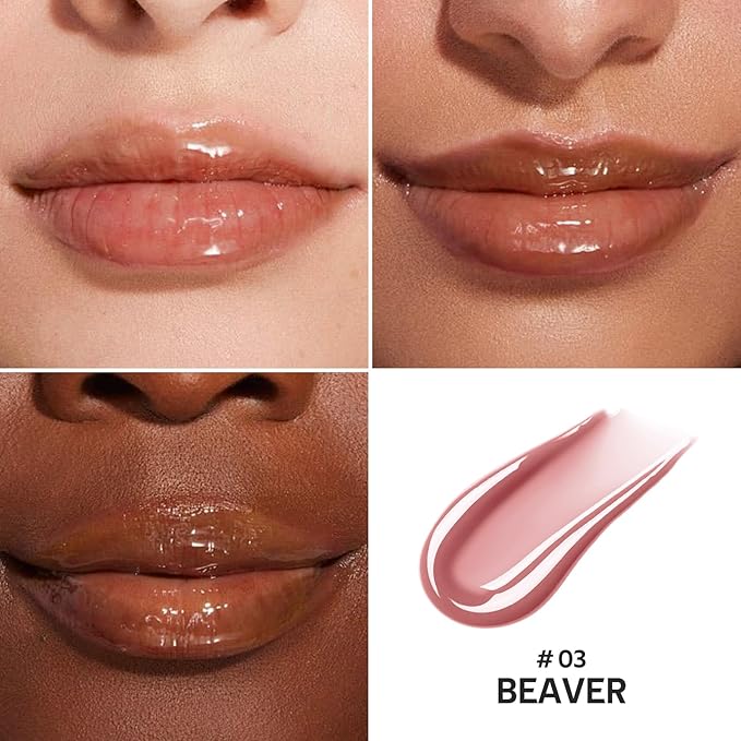 Color Nymph Lip Oil + Lip Gloss Duo, Moisturizing Lip Treatment & Shiny Lip Color, Gentle for Sensitive Dry Lips, Long-Lasting Gloss, #03 Beaver