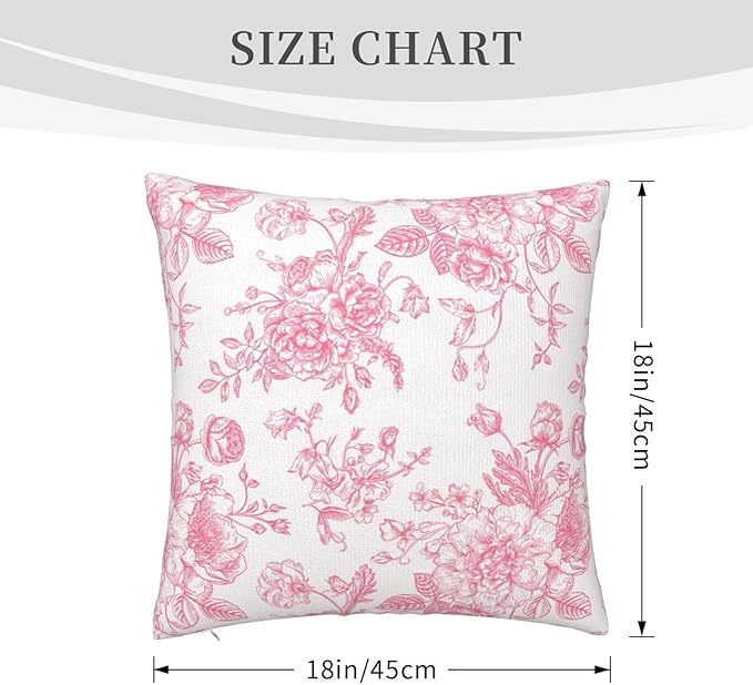 Vintage Pink Floral Throw Pillow Covers 20x20 Set of 2 Chinoiserie Farmhouse Decor Cushion Cases