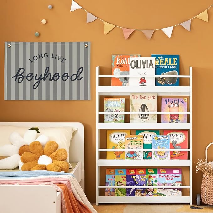 Boys Room Decor, Long Live Boyhood Linen Banner Hanging Flag, Vintage Stripes Banner Nursery Playroom Kids Bedroom Dorm Toddler Decorations Trendy Room Decor, Gifts for Teens 30x20 boyroom