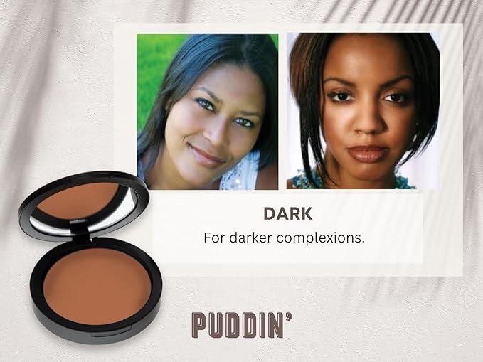 Mineral Dual Powder - 4-in-1 Pressed Mineral Foundation with SPF 15 for Flawless Glow - Oil-Free, Talc-Free, Gluten-Free, 0.45 oz (Puddin' - Dark) by Mommy Makeup