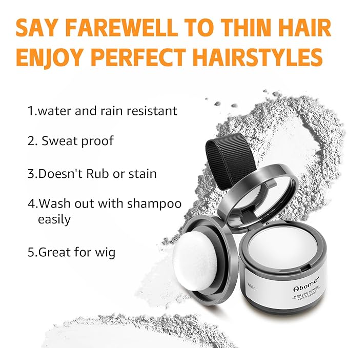 Root Touch Up Instantly Gray Coverage Powder - Touch Up Hairline, Conceal Hair Loss and Thinning For Women and Men, Hair Fibers (White)