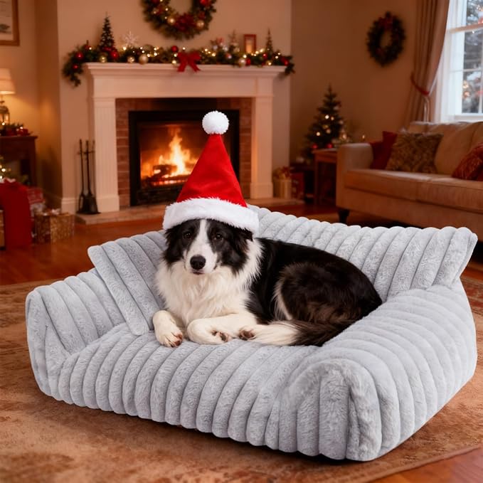 Cute Dog Couch for Medium Large Dogs,Dog Cat Couch Sofa,Dog Bed,L,Grey | Dog Couch Bed with Removable Washable Cover,Cute Fluffy Pet Sofa Cat Couch Bed,Washable Dog Bed Medium Large Size Dog