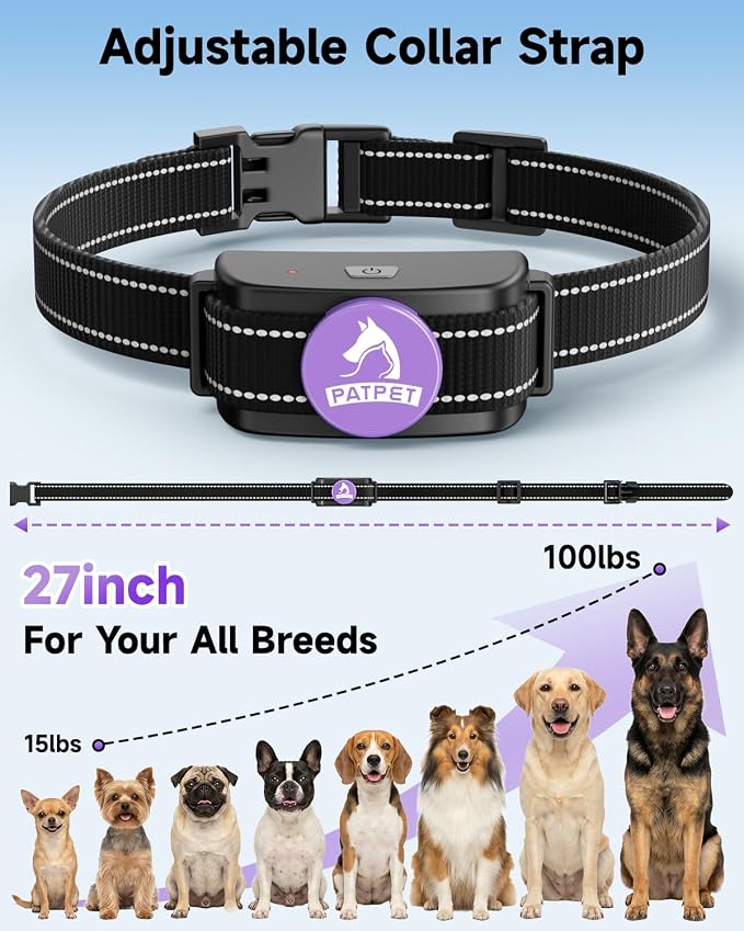 PATPET Dog Training Collar Dog Shock Collar with Remote - 3 Training Modes, Beep, Vibration and Shock, Up to 1000 ft Remote Range, Rainproof for Small Medium Large Dogs | 1000Ft Waterproof Shock Collar for Dogs, 3 Training Modes(Beep,Vibration,Shock) f...