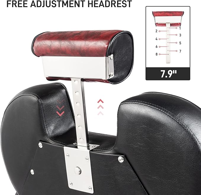 OmySalon Classic Barber Chair Reclining Hair Salon Stylist Chair All Purpose, Heavy Duty Hydraulic Pump, Adjustable Headrest, Tattoo Barbershop Beauty Spa Equipment