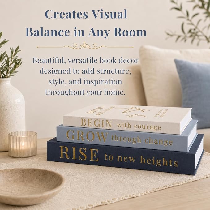 Decorative Books for Home Decor | Elevate your Bookshelf Decor with Coffee Table Books (Fake Books Set of 3) | Faux Books for Decoration | Hollow Book Box with Hidden Storage | Decorative Storage Box