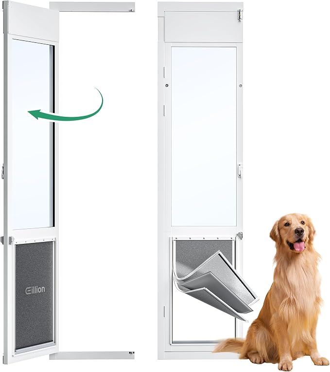 3 Flap XLarge Dog Door for Sliding Glass Door, Openable Pet Door for Sliding Glass Doors, Adjustable 75 7/8" to 81" Slider Height-Pets Up to 220 Lb (Extra Large Size)