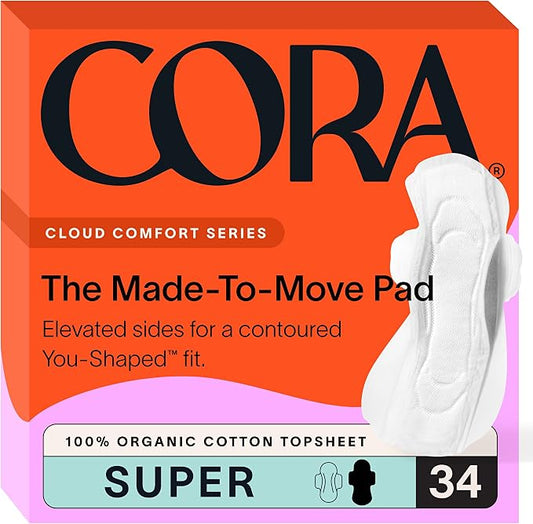 Cora 100% Organic Cotton Topsheet Pads (34 Made to Move Super Pads)
