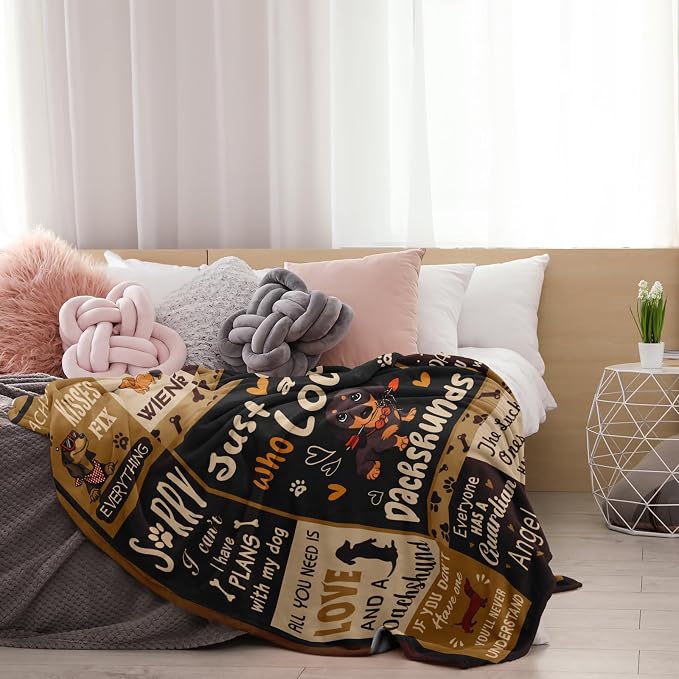 Dachshund Gifts for Women, Wiener Dog Gifts Blanket 50"x60" | Dachshund Decor/Blanket/Accessories/Stuff, Weenie Dog Gifts, Weiner Dog Stuff/Blanket/Merch for Dachshund Lovers, Doxie Gifts