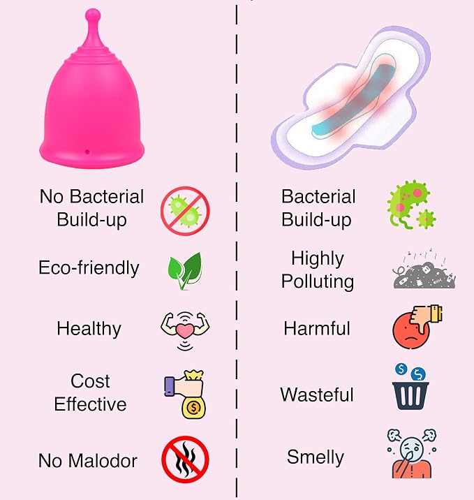 SHORDY Menstrual Cups (Small), Single Pack with Box, Soft & Flexible, Copa Menstrual Kit for Women Upto 12 Hours of Comfort, Eco-Friendly & Safer Alternative to Disc Pads Tampons (Pink)