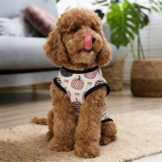 Halloween Pet Vest Pink Pumpkin Pet Shirts X-Small | bowknot Dog Shirt Vest cute pet Sleeveless Vests Ice Silk Dog T-Shirts holiday Dog Clothes Halloween Canine Wear