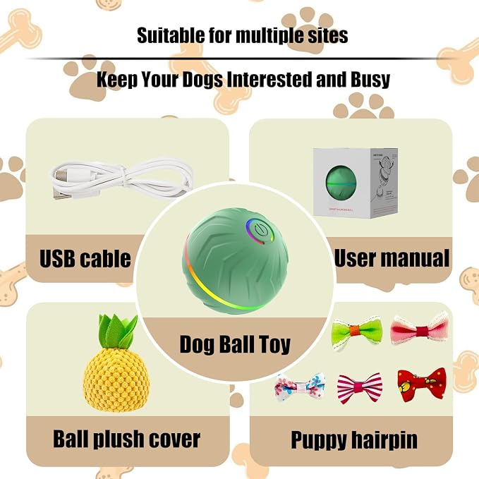 Valentines Day Gifts Interactive Dog Toys Dogs Ball,Moving Dog Toy with Touch Activated,Anti Boredom Dog Toys for Small Medium Dogs,Tough Motion Activated Automatic Vibrating Dog Ball
