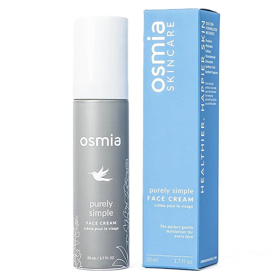 Osmia Skincare - Natural Purely Simple Face Cream For Sensitive + Reactive Skin | Apricot Kernel, Kukui, Rose, Chamomile Oils + Aloe | Clean Beauty For Healthy Skin (1.7 oz | 50 ml) NEW PACKAGING