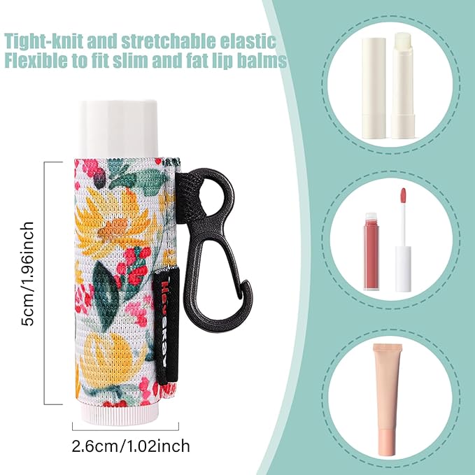 HEYSKAY 8PCS Lip Balm Keychain Holder Compatible with Chapstick, Stocking Stuffers Gifts Keychain Lip Gloss Holder Key Chain Lipstick Holder Sleeve