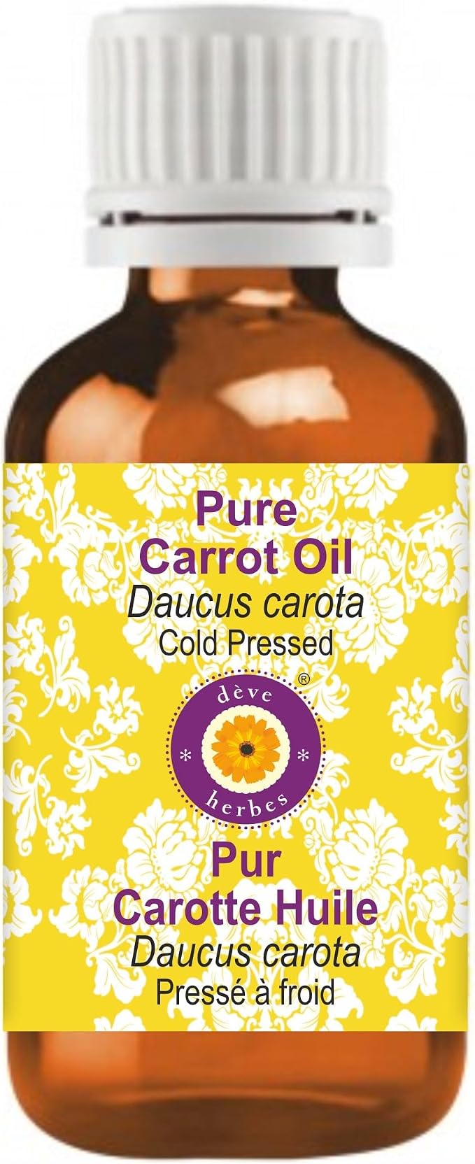 Deve Herbes Carrot Oil (Daucus carota) | Cold Pressed | Pure | Natural | Undiluted | For Diluting Essential oils | For Skin & Massage | Non-Sticky | Lightweight | Men & Women | 10ml (0.33 oz)