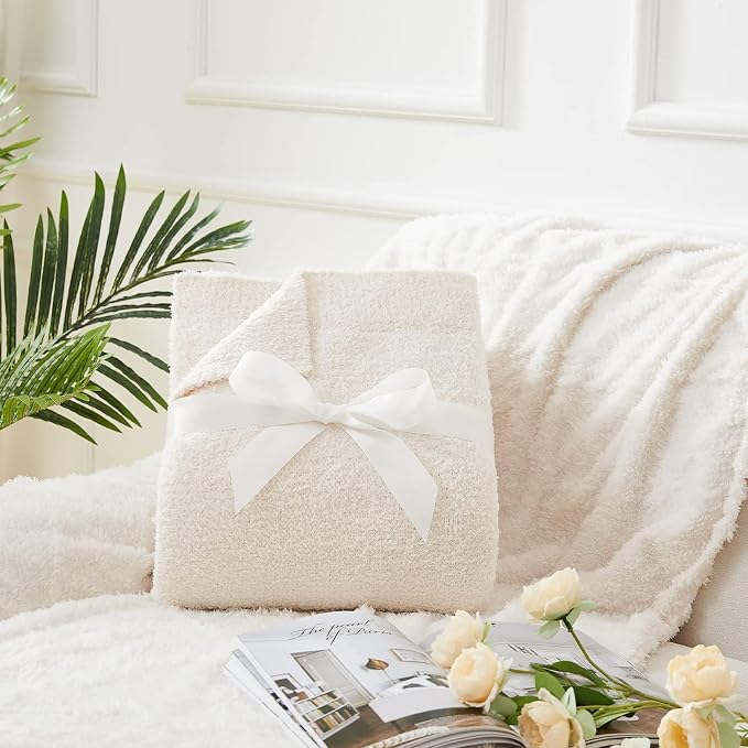 Kids Blanket for Boys Girls 30x40 inches, Soft Cozy Fuzzy Swaddle Throw Blanket for Crib Stroller, White
