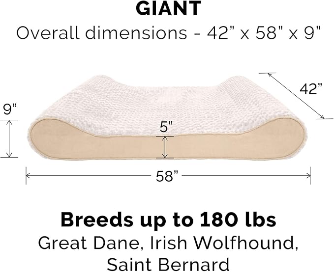 Furhaven Replacement Dog Bed Cover Ultra Plush Faux Fur & Suede Contour Luxe Lounger, Machine Washable - Cream, Giant (XXX-Large)