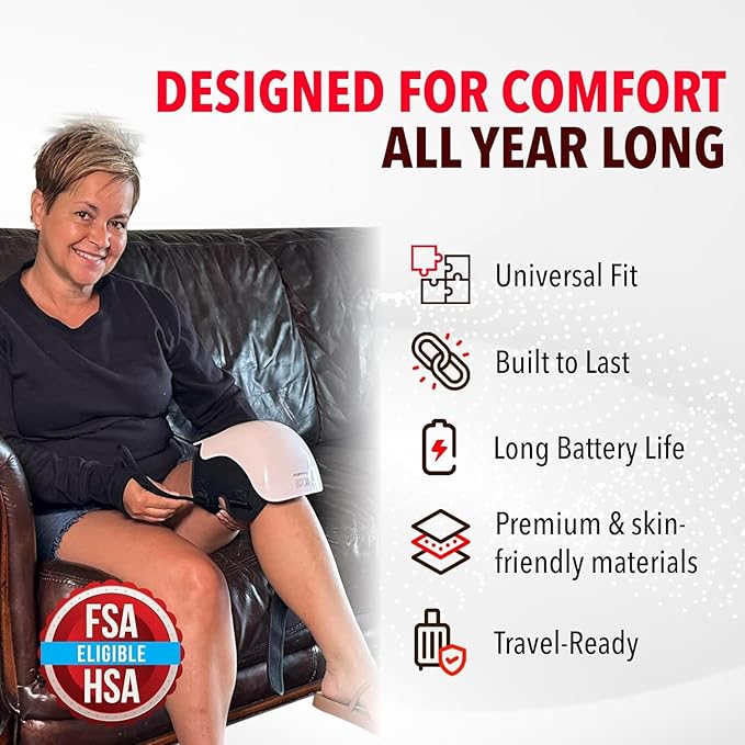 FORTHIQ Knee Massager Smart with Heat, Red Light and Vibration, 3-in-1 Cordless, 2025 Updated Edition, Gifts for Grandma & Grandpa, FSA-HSA Eligible