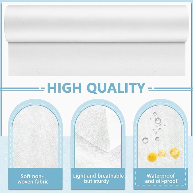 Tudomro 6 Rolls Disposable Non Woven Bed Sheets 24 x 71 Inch Massage Table Paper Covers Non Woven Fabric Massage Sheets Waterproof Spa Breathable Bed Cover for Beauty Salon (White)
