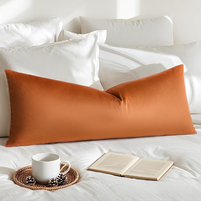 Artscope Luxury Velvet Lumbar Pillow Cover Super Soft Decorative Rectangle Throw Pillow Covers Case Cushion Covers for Sofa Couch Bedroom Car Decor 14x36 Inch Orange