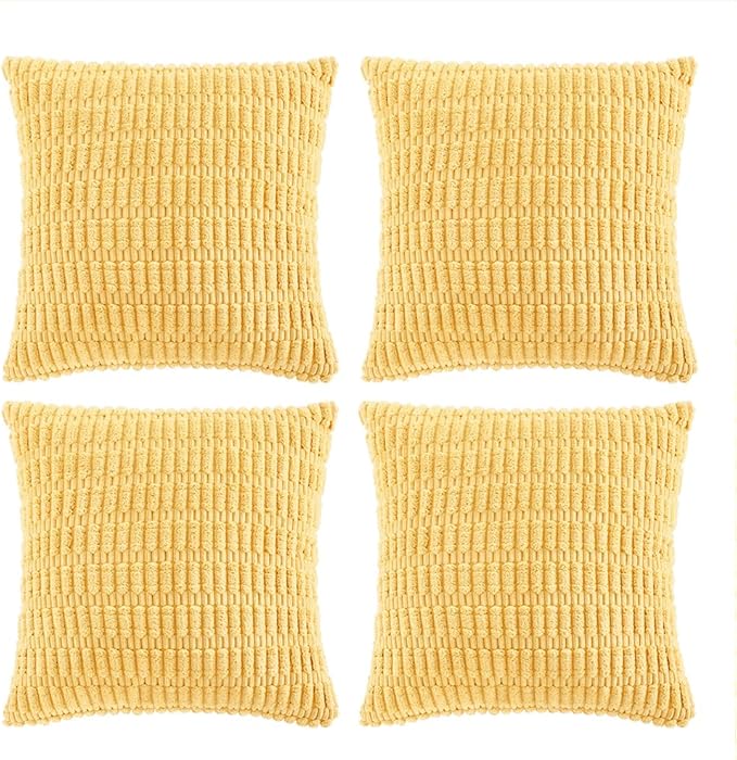 Fancy Homi 4 Packs Decorative Throw Pillow Covers for Living Room Couch Bed, Modern Farmhouse Boho Home Décor Accent Cushion Case, 22" x 22", Yellow