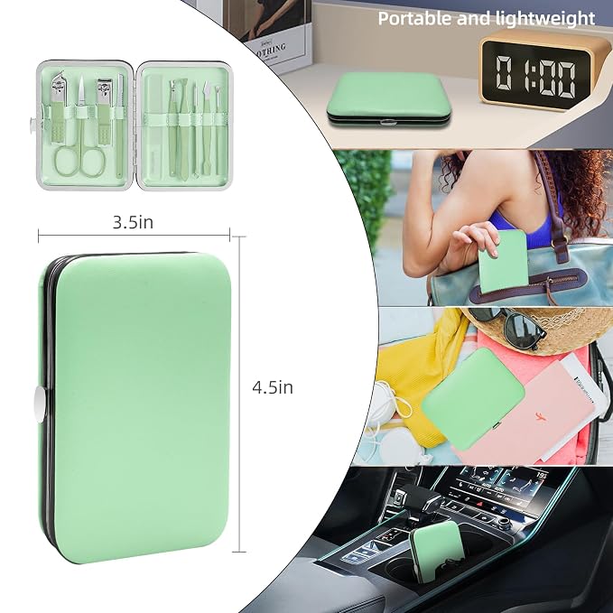 10 in 1 Manicure kit Personal Care Men's Accessories, Professional Nail Kit Pedicure Kit, toe nail clippers for Men and Beauty Tools Portable Set, Travel deluxe Beauty Tools Convenience Set(Green)