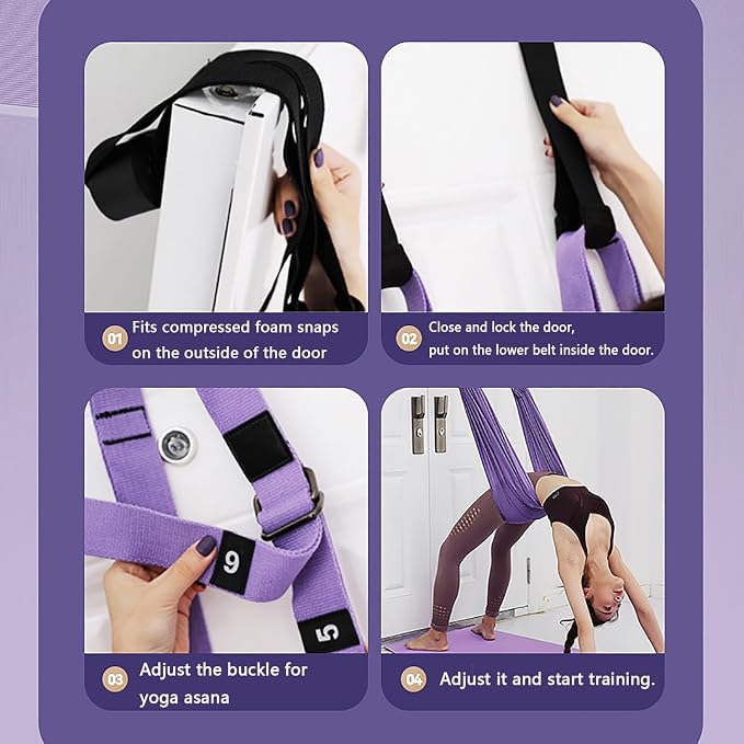 Yoga Stretching Strap,Stretching Equipment with Door Anchor,Back Stretcher for Back Pain, Flexibility Tensile Trainer for Dance Aerial Yoga Ballet Leg Stretching Exercise