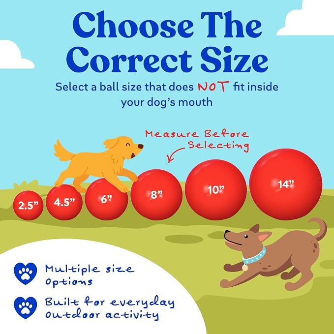 Doggie Dooley Virtually Indestructible Dog Ball - 14 Inch Hard Plastic Interactive Dog Toy for Large Breeds Over 75+ lbs - Built for Herding & Push Play - Floats in Water, Made in USA - Red
