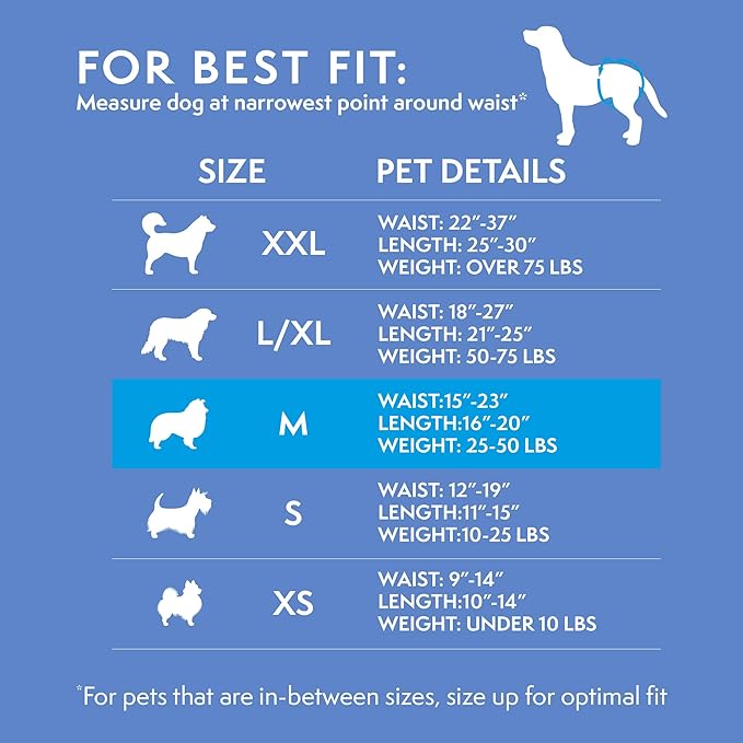 Simple Solution Female Dog Diapers, Disposable Dog Diapers, M, 30 Count | Dog in Heat, Potty Training, Incontinence Support, Leak Proof, Puppy Training, Disposable Protection, Secure Fit, 15-23 Inch