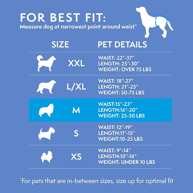 Simple Solution Female Dog Diapers, Disposable Dog Diapers, M, 12 Count | Dog in Heat, Potty Training, Incontinence Support, Leak Proof, Puppy Training, Disposable Protection, Secure Fit, 15-23 Inch