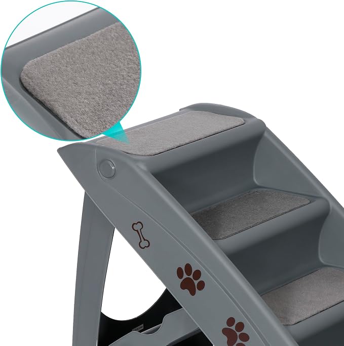 ZENY Dog Stairs for Bed 20" H,4-Step Dog Steps for High Bed, Couch, Car | Pet Steps for Small Dogs and Cats, Non-Slip Pet Ramp Indoor, Grey