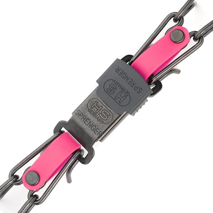 Herm Sprenger Black Stainless Steel Dog Collar with Quick Release ClicLock Buckle O-Ring Biothane Insert Training Collar Made in Germany (Passionfruit Pink, 23in x 3.2mm(Neck Size up to19-20in))