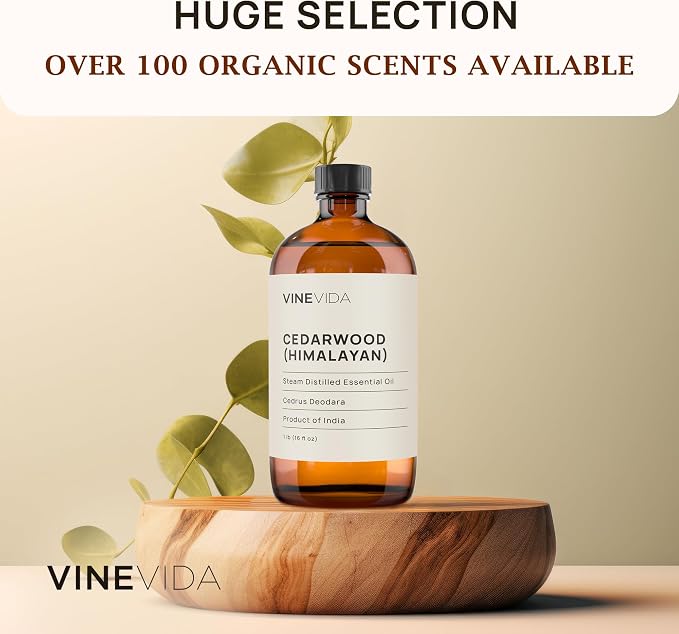 VINEVIDA Cedarwood Himalayan Essential Oil 16 oz - Undiluted Cedarwood Oil 16 oz - Cedarwood Candle Oil Scent - DIY Candle Scents for Candlemaking - Bulk Essential Oil for Soap Making