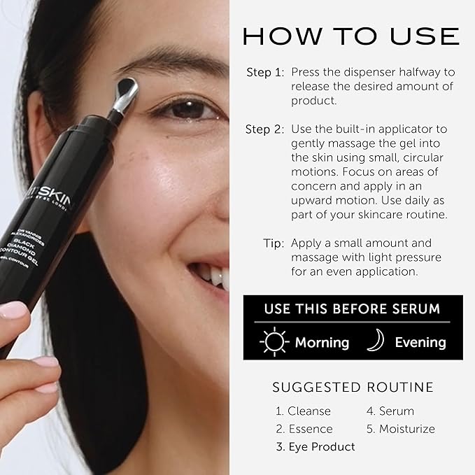 111SKIN Black Diamond Contour Gel Under Eye Cream for Dark Circles, Wrinkles & Fine Lines, Retinol & Peptide-Packed Formula for Firming & Hydration with Cooling Applicator for All Skin Types 0.5 fl oz