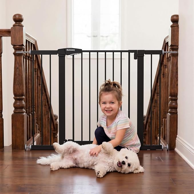 Mumeasy Baby Gate for Stairs, 29.7-46" Walk Through Dog Gate Indoor