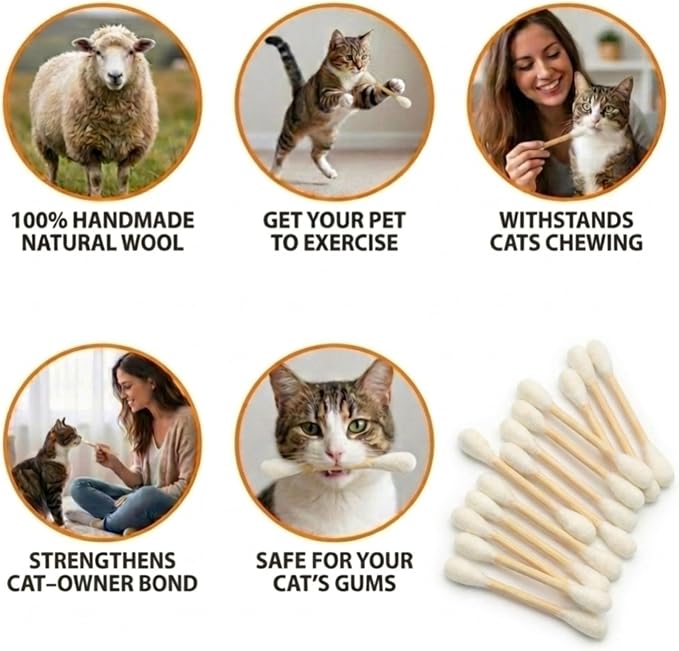 Glaciart One Swabs Cat Toys with Catnip - 12 Pk | Durable for Chew, Cute Cat Toys Interactive Kitty for Boredom, Exercise, & Play | Filled w/Organic Catnip for Anxiety & as Digestive Aid | Gift Idea