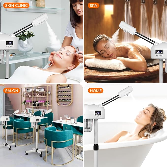Professional Facial Steamer for Estheticians, Hot Mist & Timer Function, Vaporizador Facial Professional Steamer On Wheels for Home Use & Spa Salon Skin Cleasning
