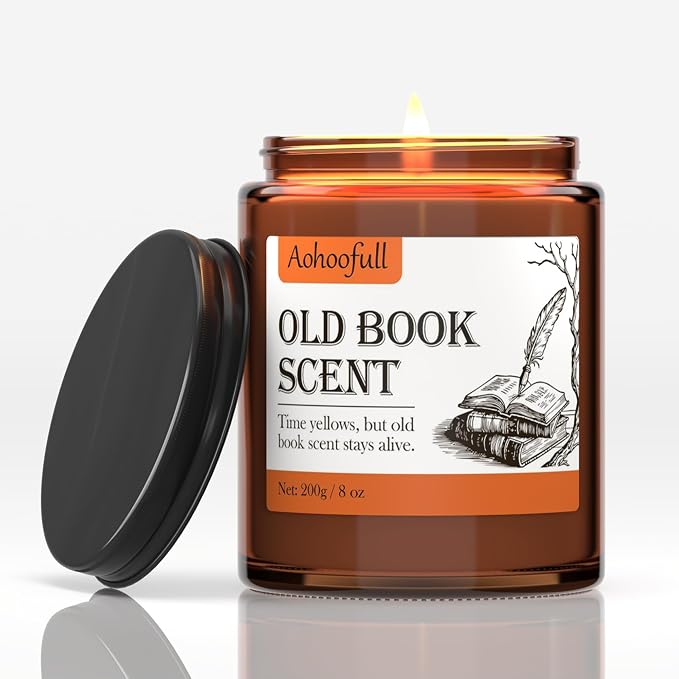Scented Candles Gifts for Book Lovers, Soy Wax Candles,Fall Candle Inspired Gift Ideas for Readers,Women, Bookworm, Librarian, Men, Friend, 8 oz