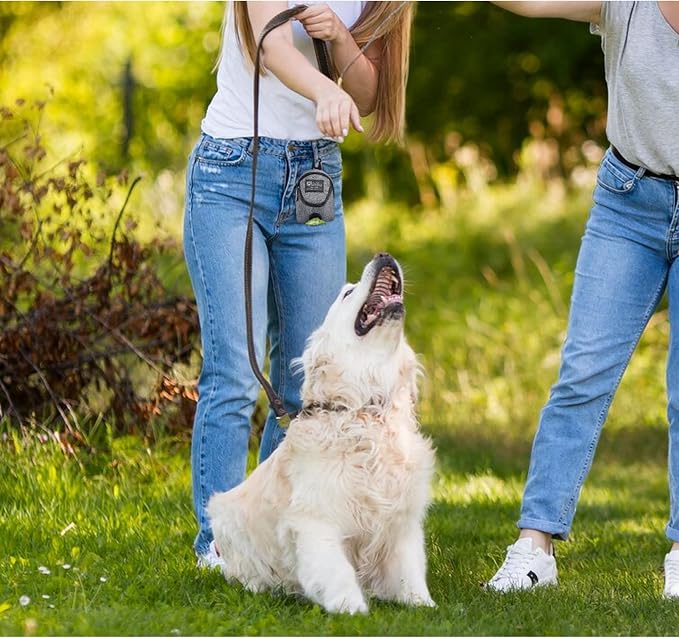 FuninCrea Dog Treat Pouch Bag, Dog Treat Bag with Built-in Poop Bag Dispenser Dog Training Treat Pouch for Walking Oxford Cloth Dog Training Bag for Travel Outdoor Training (Grey)