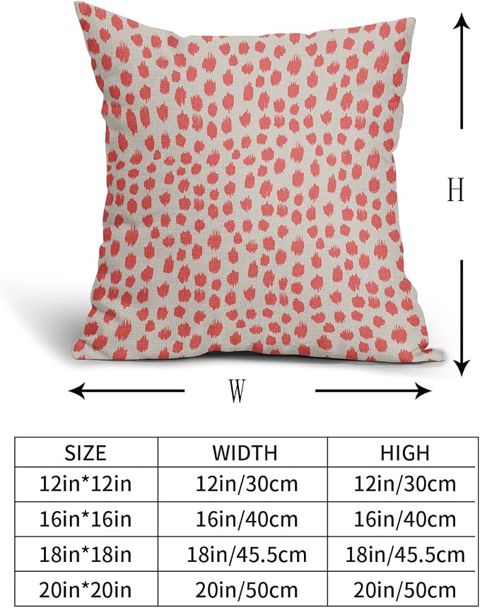 Coral Cream Pillow Covers 24x24 Set of 2 Boho Design Polka Dot Throw Pillows Modern Brush Strokes Print Decorative Outdoor Pillowcase Square Cushion Cover Linen Pillow Case for Home Sofa Couch Bed