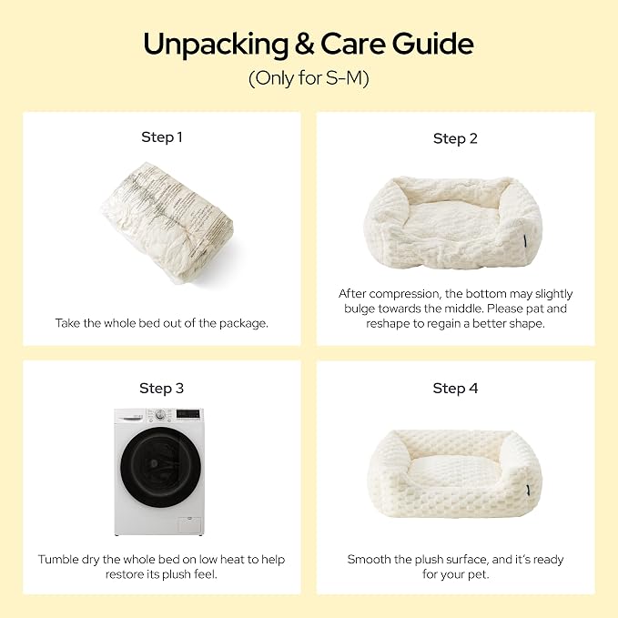 Bedsure Washable Fluffy Cute Cat Bed for Indoor Cats & Kitten,20 Inch Cream | Bubble Fleece Kitten Bed, Cuddler Cat Couch with Neck Bolster for Small Dogs, Machine Washable, Anti-Slip Base, Up to 8 lbs