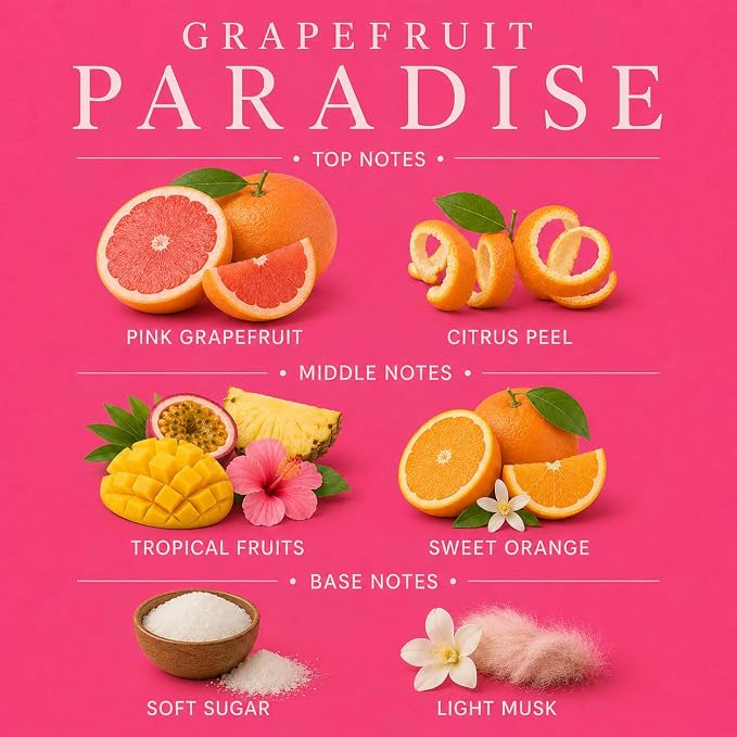 Grapefruit Paradise Affinati 10 oz Scented Candle for Home – Long Lasting Fruity Soy Blend Candle with Wooden Wick, Strong Scent Throw Glass Jar Candles, Premium Clean Burning Aromatherapy Gifts