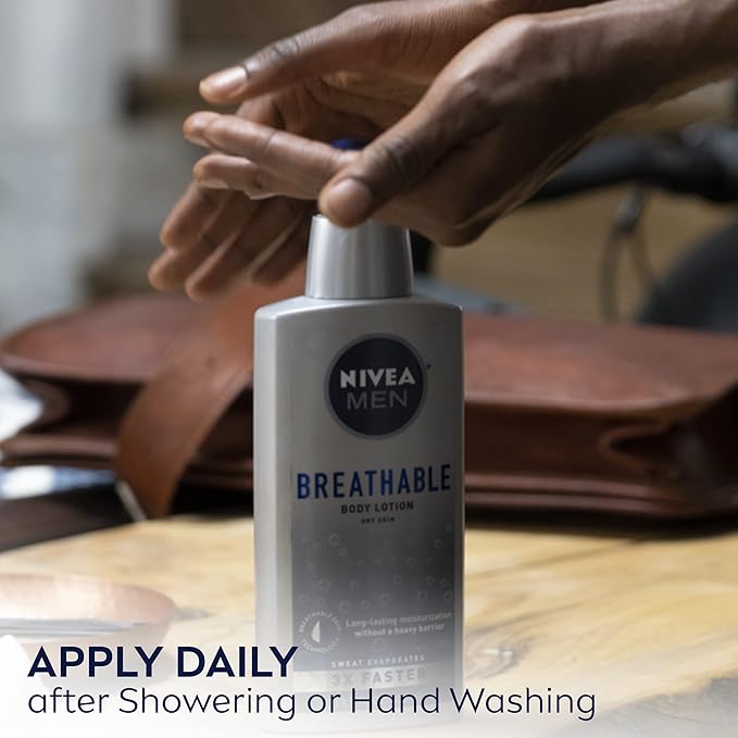 Nivea Men Breathable Body Lotion,48 Hour Hydrating Lotion for Men,13.5 Fl Oz Bottle,(Pack of 2)
