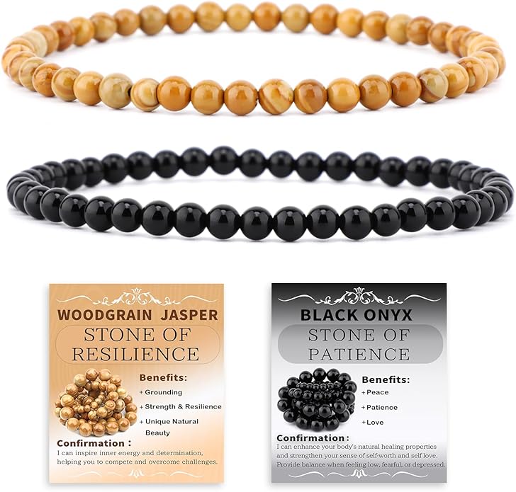 NCB 2.3-Piece 4mm Natural Crystal Gemstone Stretch Bracelets – Handmade Reiki Energy Healing Jewelry for Meditation,Yoga, Unisex