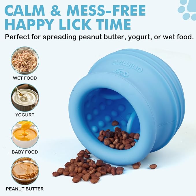 Treat Dispensing Dog Toy, Long-Lasting Interactive Puzzle Toys for Dogs, Stuffable Dog Enrichment Frozen Lick Treat Toy for Boredom, BPA Free Silicone Fetch Catch Chew Toy (Light Blue,S)