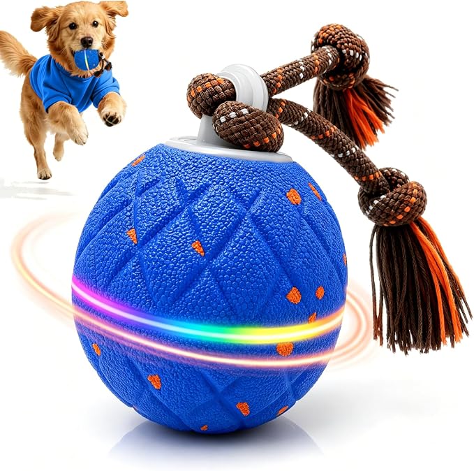 Interactive Dog Toy, with Birdsong Smart Herding Toy for Dogs E-TPU Material, IPX7 Waterproof, Blue