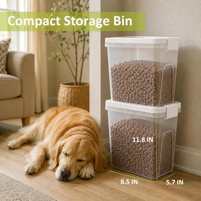 5-10 Lbs Airtight Cat Dog Food Storage Container, 8QT Compact Pet Food Bin