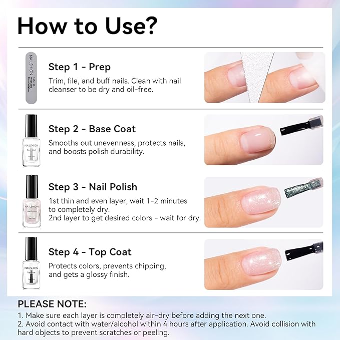 Glitter Nail Polish Sparkle Pearl, Chrome Quick Dry Nail Polish Non Gel, Rich in Castor Oil, Natural Lustrous Nail Art DIY Home Travel Long Lasting Shine DIY Manicure Gift for Women Girl