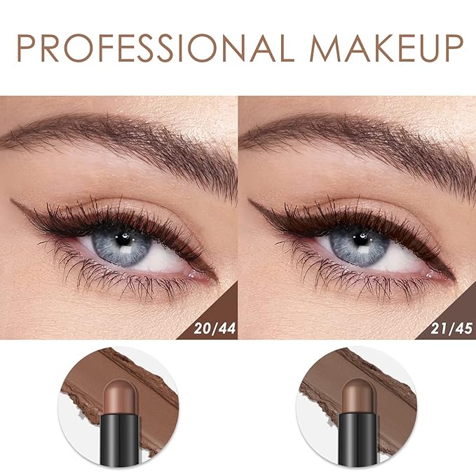 FOCALLURE 2 Pcs Cream Eyeshadow Stick,Brightener Eyeshadow Pencil Crayon,Highlighter Eye Shadow Stick Sets with Crease-proof Formula,Long Lasting Waterproof Eye Shadow Make Up,Rich Rum