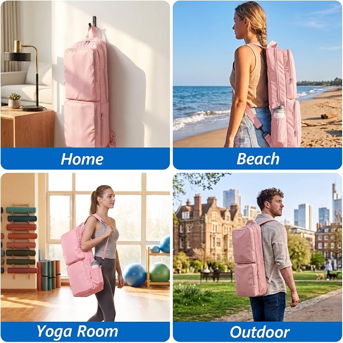 VISEMAN Yoga Mat Bag Carrier Waterproof Yoga Backpack with Multi Pockets, Lightweight Adjustable Yoga Bag for Mat, Yoga Blocks, Yoga Accessories