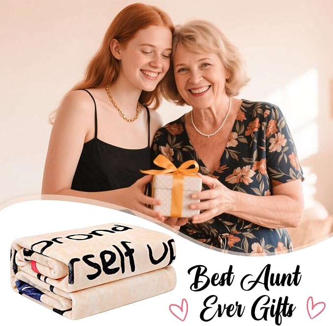 UFOORO Aunt Gifts, Best Aunt Ever Gifts from Niece Nephew, to My Aunt Blankets Present, Thoughtful Auntie Blanket, for Christmas Birthday, Mother’s Day Holidays55 x70